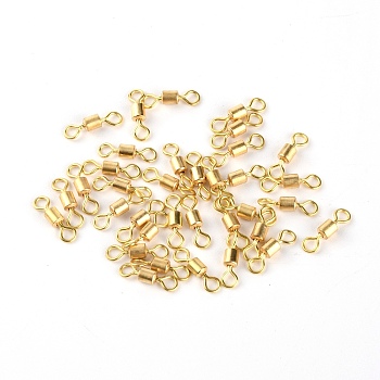 Brass Fishing Rolling Bearing Connector, Rolling Barrel Fishing, Fishing Swivels Tackle Accessories, Golden, 14x4x3.5mm, Hole: 2.5mm, 100pcs/bag