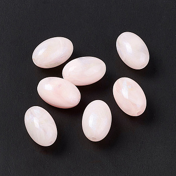 Opaque Acrylic Beads, AB Color, Oval, Misty Rose, 17x11~11.5mm, Hole: 2.4mm