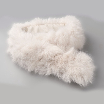 Artificial Fox Wool Collar for Women, Snow, 835~860x105~155x50~55mm