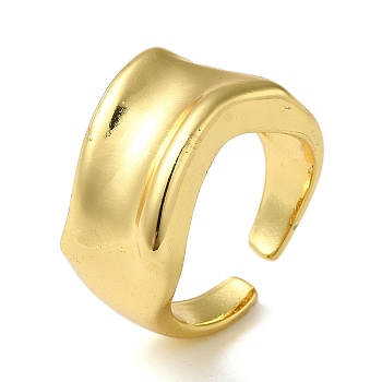 Rack Plating Brass Open Cuff Rings for Women, Real 18K Gold Plated, US Size 8 1/4(18.3mm)
