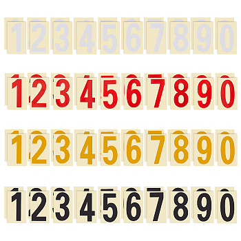 4 Sets 4 Colors PVC Self-adhesive Reflective Mailbox Stickers, Waterproof Decals for Mailboxes, House Numbers, Number 0~9, Mixed Color, 105x55x0.2mm, about 10pcs/set