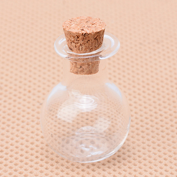 Glass Bottles, Beads Containers, with Cork Stopper, Wishing Bottle, Clear, 26.5x17mm, Hole: 6mm, Capacity: 4ml(0.13 fl. oz)