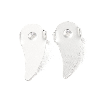 Brass Studs Earrings Findings, Wings, Silver, 18x8.5x0.4mm, Hole: 1mm