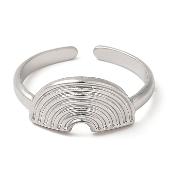 304 Stainless Steel Open Cuff Rings, Half Round, Stainless Steel Color, Inner Diameter: 17.8mm