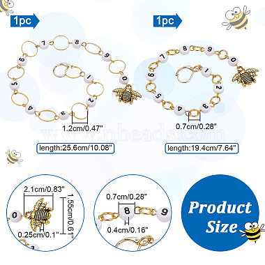2Pcs 2 Style Bee Charm Knitting Row Counter Chains(HJEW-NB0001-77)-2