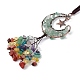 Natural Green Aventurine Moon with Mixed Gemstone Chips Tassel Pendant Decorations(G-L524-07R-A06)-3