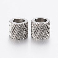 304 Stainless Steel European Beads, Large Hole Beads, Column, Stainless Steel Color, 5x4.5mm, Hole:3mm(STAS-E149-17P)