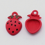 Alloy Pendants, Spray Painted, Strawberry, Red, 17.5x11.5x5mm, Hole: 1.5mm(PALLOY-CJC0001-87)