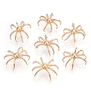 Brass Pendants, Spider Charm, Real 18K Gold Plated, 24~29x30~33x12mm, Hole: 1.5mm(KK-I701-02G)