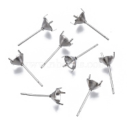 316 Surgical Stainless Steel Stud Earring Setting, Fit for Rhinestone, Stainless Steel Color, Fit for 5mm Rhinestone, 15x6mm, Pin: 0.6mm(X-STAS-S117-023C)