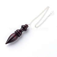 Wood Pointed Dowsing Pendulums, Dyed, with Iron Cross Chains, Coconut Brown, 10.24”(26cm), Hole: 2mm(X-WOOD-Q023-03)