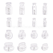 Transparent Plastic Spring Cord Locks, for Drawstrings Clothing, Shoelaces, Bags, Clear, 160pcs/set(KY-PH0007-21)