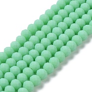 Glass Beads Strands, Faceted, Frosted, Rondelle, Medium Spring Green, 6x4.5mm, Hole: 1mm, about 86pcs/strand, 16.14''(41cm)(EGLA-A034-P6mm-MD14)