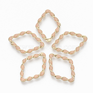 Eco-Friendly Alloy Linking Rings, with Enamel, Twist Rhombus, Light Gold, Light Coral, 36x25.5x4mm, Diagonal Length: 36mm, Side Length: 24mm(PALLOY-R110-08D)