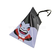 Halloween Cartoon Cardboard Candy Boxes, with Silk Ribbon, Triangle Snake Gift Box, for Halloween Party Supplies, Lilac, 9.4x8.4x8cm(CON-G017-01B)