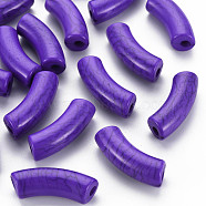 Opaque Crackle Acrylic Beads, Curved Tube, Blue Violet, 36x13.5x11.5mm, Hole: 4mm, about 148pcs/500g(MACR-S372-001N-004)
