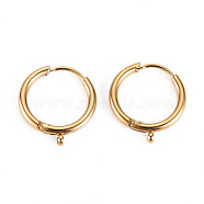 316 Surgical Stainless Steel Huggie Hoop Earring Findings, with Vertical Loop, Ring, Real 14K Gold Plated, 20 Gauge, 15x13.5x1.5mm, Hole: 1mm, Pin: 1mm(STAS-S116-257B-G)