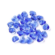 Transparent Glass Beads, Faceted, Heart, Blue, 10x10x7mm, Hole: 1~1.2mm(GLAA-K002-07A-09)