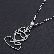 201 Stainless Steel Pendants Necklaces, with Cable Chains and Lobster Claw Clasps, Nurse, Stainless Steel Color, 17.71 inch(45cm), 1.5mm(NJEW-S105-JN698-45-1)