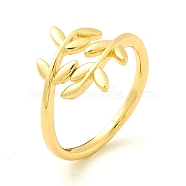 Brass Leaf Wrapped Open Cuff Ring for Women, Cadmium Free & Lead Free, Real 18K Gold Plated, US Size 7 3/4(17.9mm)(RJEW-P027-03G)