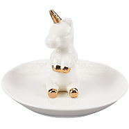 1PC Porcelain Jewelry Plate, Storage Tray for Rings, Necklaces, Earring, Unicorn, 130x100mm(DJEW-SC0001-10A)