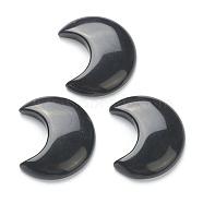 Natural Obsidian Cabochons, No Hole/Undrilled, for Wire Wrapped Pendant Making, Moon, 34~35x29~30x7.5~9mm(G-A182-02D)