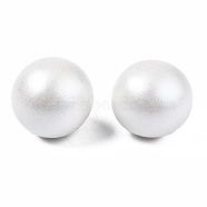 Painted Round Schima Wood Earrings for Girl Women, Stud Earrings with 316 Surgical Stainless Steel Pins, White, 15mm, Pin: 0.7mm(X-EJEW-T017-01H)