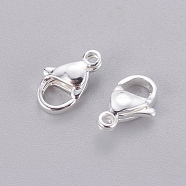 304 Stainless Steel Lobster Claw Clasps, Parrot Trigger Clasps, Silver Color Plated, 11x7x3.5mm, Hole: 1.4mm(STAS-E464-21C-S)