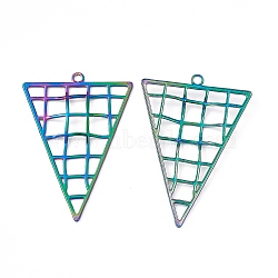 Ion Plating(IP) 304 Stainless Steel Big Pendants, Hollow, Triangle Charm, Rainbow Color, 50.5x35x2.5mm, Hole: 2.4mm(STAS-B031-01R)