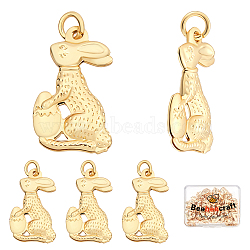50Pcs Alloy Pendants, Long-Lasting Plated, with Jump Ring, for Easter, Easter Rabbit with Egg, Real 18K Gold Plated, 17.5x10.5x2.5mm,  Jump Ring: 4x0.7mm, Hole: 2.5mm(FIND-BBC0001-37)