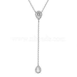 SHEGRACE 925 Sterling Silver Pendant Necklaces, with Grade AAA Cubic Zirconia, teardrop, Silver, 17.32 inch(44cm)(JN875A)