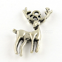 Tibetan Style Alloy Pendants, Christmas Reindeer/Stag, Cadmium Free & Lead Free, Antique Silver, 27x18.5x3.5mm, Hole: 1.5mm, about 505pcs/1000g(TIBE-Q050-164AS-LF)