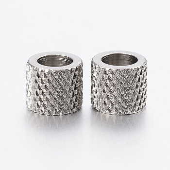 304 Stainless Steel European Beads, Large Hole Beads, Column, Stainless Steel Color, 5x4.5mm, Hole:3mm
