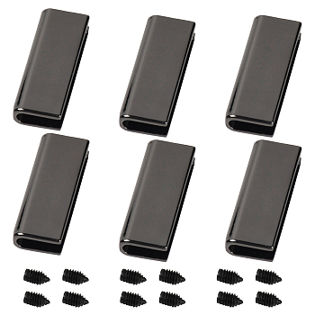 6 Sets Zinc Alloy Bag Corner Protectors, with Iron Screws, For Bag Decoration, Gunmetal, 25.5x9.5x5mm, Screws: 4.8x2.8mm
