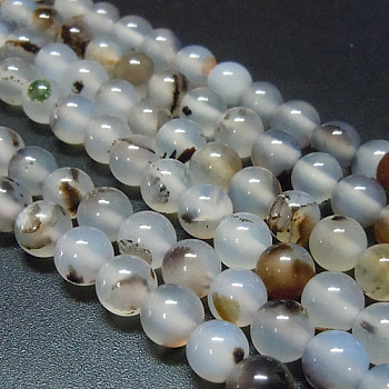 Natural Agate Beads Strands, Round, Mixed Color, 6mm, Hole: 1mm, about 62pcs/strand, 14.8 inch