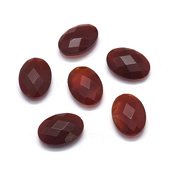 Natural Carnelian Beads, Faceted, Oval, No Hole/Undrilled, Dyed, 17.5~18x12.5~13x5.5~6mm