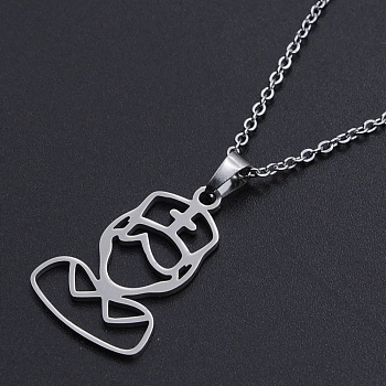 201 Stainless Steel Pendants Necklaces, with Cable Chains and Lobster Claw Clasps, Nurse, Stainless Steel Color, 17.71 inch(45cm), 1.5mm