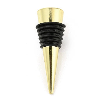 Alloy Red Wine Stoppers, Silicone Bottle Stopper, Cone, Golden, 61.5x20mm