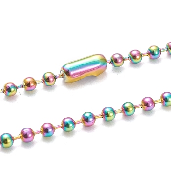 Ion Plating(IP) 304 Stainless Steel Ball Chain Necklaces, with Ball Chain Connectors, Rainbow Color, 29.53 inch(75cm), Beads: 3mm