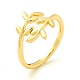 Brass Leaf Wrapped Open Cuff Ring for Women(RJEW-P027-03G)-1