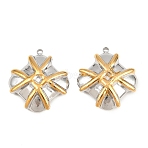 304 Stainless Steel Pendants, Rhombus with Intertwined Knot Charms, Golden & Stainless Steel Color, 24.5x22x4.5mm, Hole: 1.5mm(STAS-D265-03GP)