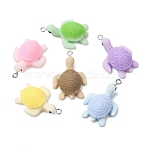 Opaque Resin Pendants, Tortoise Charm, with Platinum Iron Loop, Mixed Color, 33.5x22.5x10mm, Hole: 2mm(FIND-H069-04P)