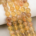 Natural Yellow Fluorite Beads Strands, Round, 8.5mm, Hole: 1.2mm, about 47pcs/strand, 15''(38.1cm)(G-K340-A03-02A)