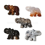 Natural Mixed Gemstone Carved Pendants, Elephant Charms, Mixed Dyed and Undyed, 27~30x35~39x5~7mm, Hole: 1.5~2mm(G-D365-01A)