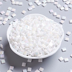 MIYUKI TILA Beads, Japanese Seed Beads, 2-Hole, (TL471) White Pearl AB, 5x5x1.9mm, Hole: 0.8mm, about 5900pcs/500g(SEED-MY05-TL471)