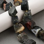 Raw Rough Natural African Bloodstone Beads Strands, Nuggets, with Seed Beads, 14~28x15~25x10~27mm, Hole: 1.2~1.4mm, about 9~10pcs/strand, 7.76''~8.07''(19.7~20.5cm)(G-Z087-B07)