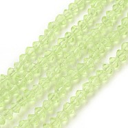 Glass Beads Strands, Bicone, Light Green, 3.5~4x3~3.5mm, Hole: 0.7mm, about 105~135pcs/strand, 12.59 inch~14.17 inch(32cm~36cm), 50strand/bag(GLAA-E407-16)