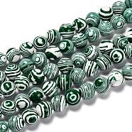 Synthetic Malachite Beads Strands, Dyed, Round, Green, 10mm, Hole: 1mm, about 38pcs/strand,  14.96 inch(38cm)(G-I199-32-10mm-F)