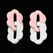 Handmade Polymer Clay Linking Rings, Double Oval Flower, Pink, 51mm, Ring: 32x24x3mm(CLAY-N010-032-03)