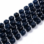Dyed Natural Sapphire Beads Strands, Round, Faceted, 8~9x10mm, Hole: 1.2mm, about 33~35pcs/strand, 15.16inch(38.5cm)(G-R482-01-10mm)